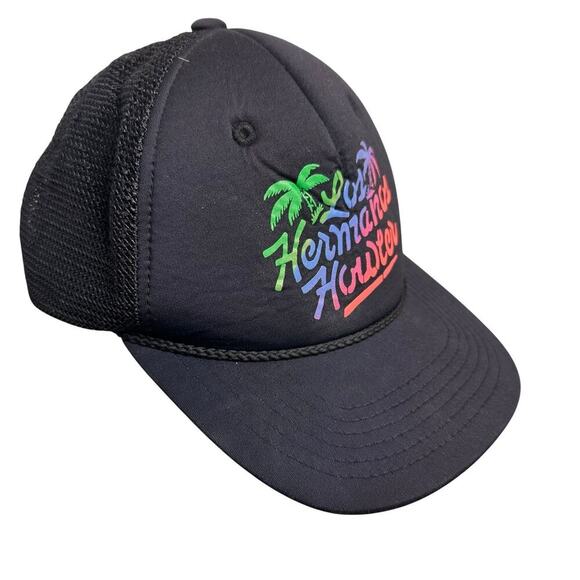 Howler Brothers Men's Trucker Snapback Hat Los Hermanos Howler Black Neon Retro - Picture 7 of 11